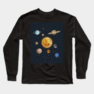 Solar system planets Space, Sun, Mercury, Venus, Earth, Mars, Jupiter, Saturn, Uranus, Neptune Long Sleeve T-Shirt